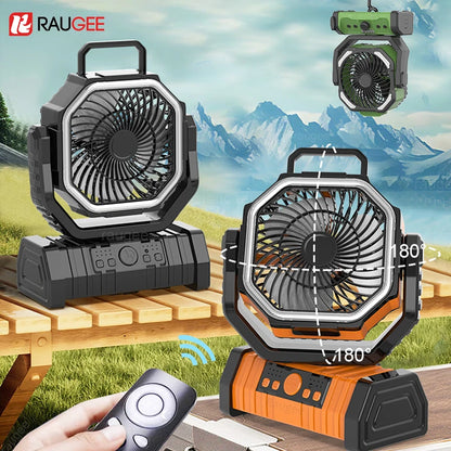 Camping Ceiling Fan 20000Mah Rechargeable Camping Circulator with Light and Remote Control Cool Air Circulation Camping Fan