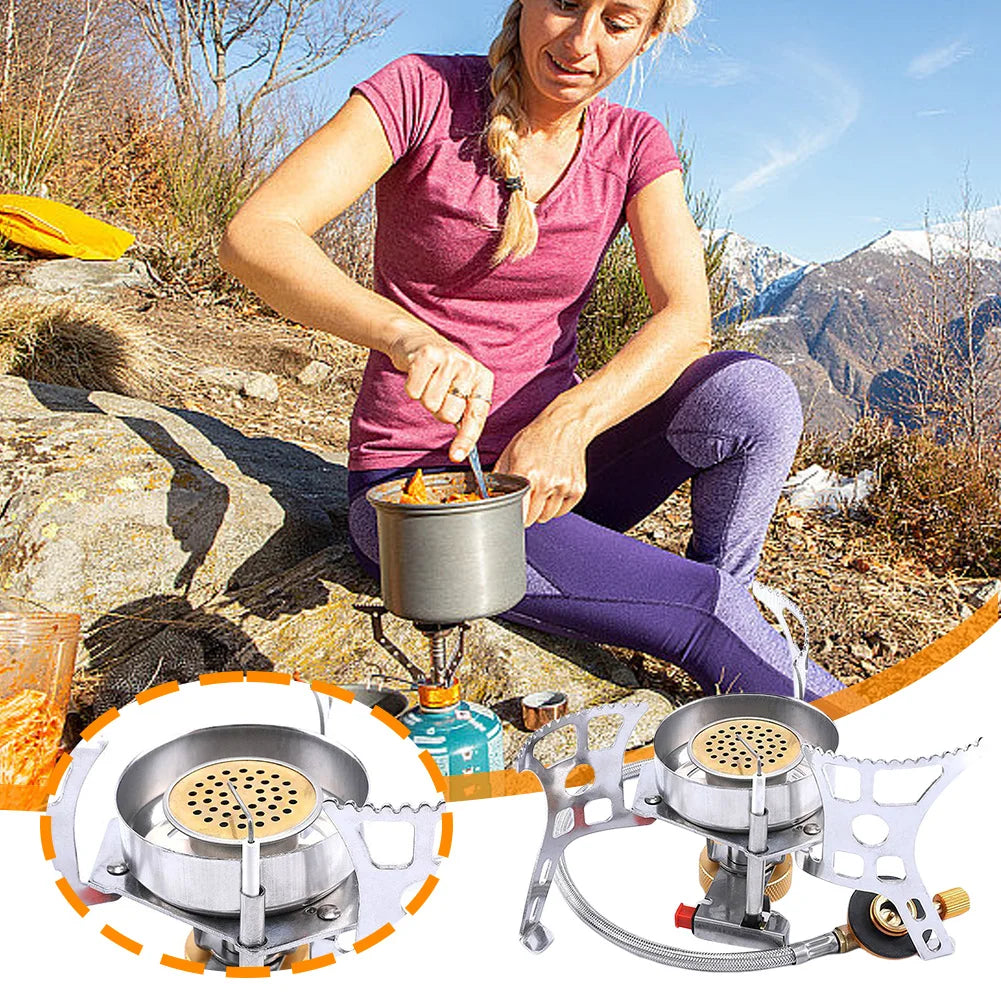 Camping Gas Stove with Storage Bag Folding Furnace Camping Stove for Outdoor Camping Hiking Travelling